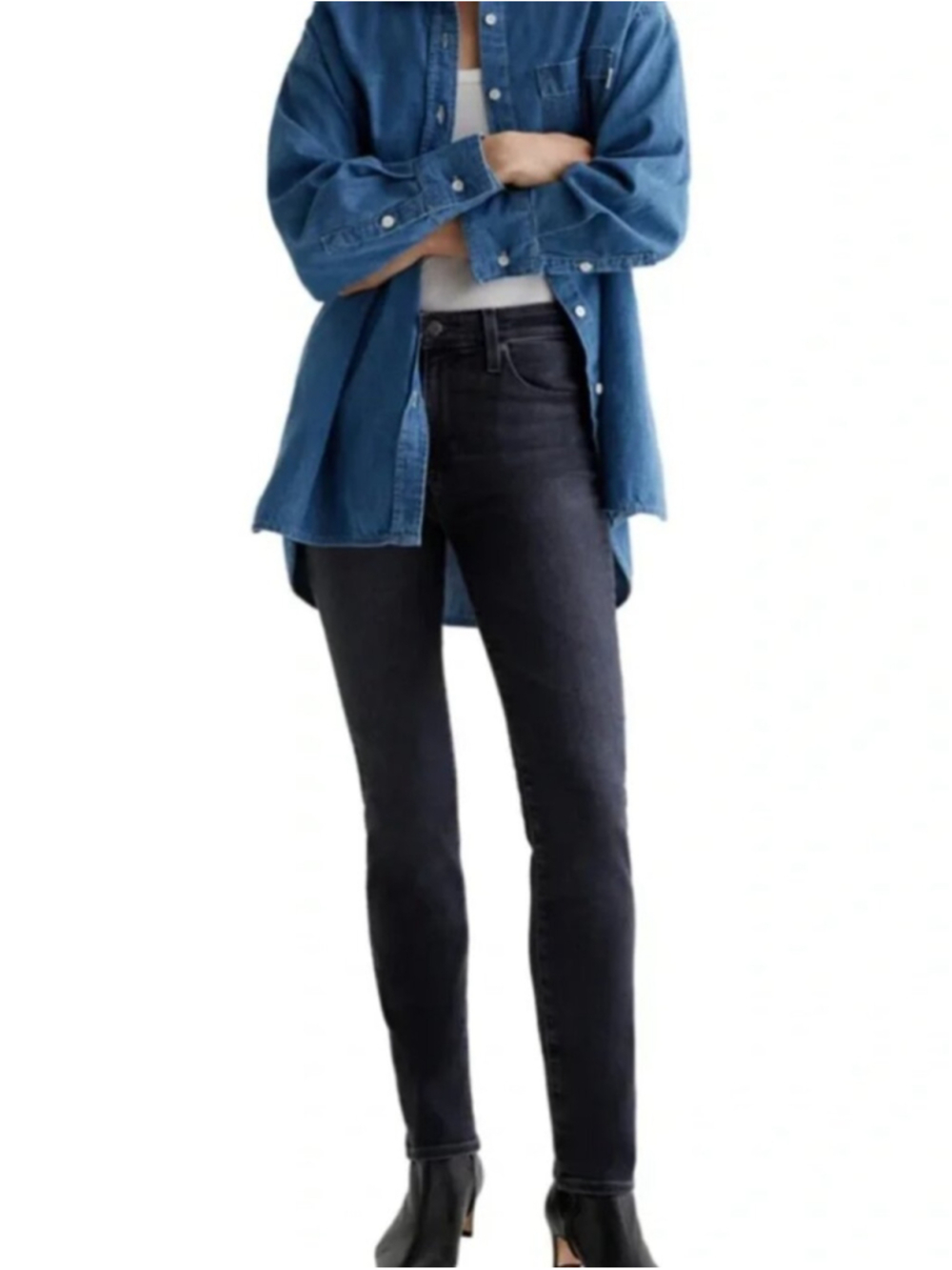 AG ADRIANO GOLDSCHMIED Mari High-Rise 29" Slim Straight Jeans Blue Sz 29 Premium